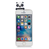 For iPhone 5/5S/SE 3D Cartoon Lovely Coloured Painted Soft TPU Back Cover Non-slip Shockproof Full Protective Case cute husky