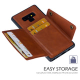 For Samsung NOTE 9 Phone Case Protective Back Cover with Card Holder Bracket Light Brown_Samsung NOTE 9