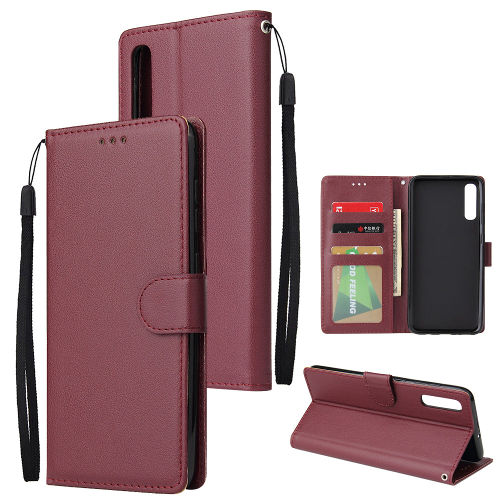 For Samsung A70 Wallet-type PU Leather Protective Phone Case with Buckle & 3 Card Position Red wine