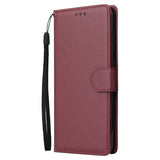 For Samsung A70 Wallet-type PU Leather Protective Phone Case with Buckle & 3 Card Position Red wine
