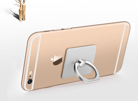 Portable Universal Metal Finger Ring Phone Holder - 360?? Rotating Bracket for iPhone Samsung, Silver