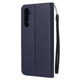 For OPPO A8 / A31/Realme XT / X2 Mobile Phone Case PU Buckle Closure Wallet Design Cards Slots All-round Protection Phone Cover  blue