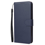 For OPPO A8 / A31/Realme XT / X2 Mobile Phone Case PU Buckle Closure Wallet Design Cards Slots All-round Protection Phone Cover  blue