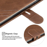 For Samsung A10S A20S Solid Color Denim Texture Front Clasp Bracket Leather Mobile Phone Cover brown