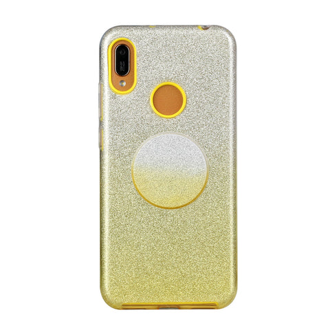 For Samsung A10/A50/A30S/A70/A20S Phone Case Gradient Color Glitter Powder Phone Cover with Airbag Bracket yellow