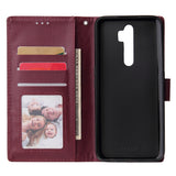 For Oppo A9 2020/Reno 2Z Cellphone Shell PU Leather Mobile Phone Cover Stand Available Anti-drop Elegant Smartphone Case Wine red