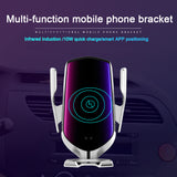R1 Automatic Clamping 10W Car Wireless Charger  Infrared Induction Qi Wireless Charger Car Phone Holder Gold