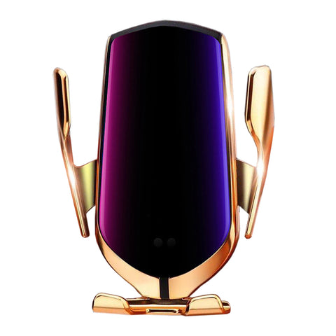 R1 Automatic Clamping 10W Car Wireless Charger  Infrared Induction Qi Wireless Charger Car Phone Holder Gold