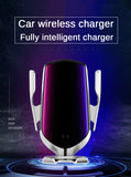 R1 Automatic Clamping 10W Car Wireless Charger  Infrared Induction Qi Wireless Charger Car Phone Holder Silver
