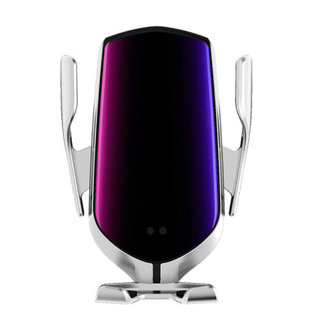 R1 Automatic Clamping 10W Car Wireless Charger  Infrared Induction Qi Wireless Charger Car Phone Holder Silver