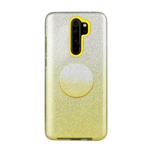 For OPPO Realme 5/Realme 5 Pro/A5 2020/A9 2020/A52/A92 Phone Case Gradient Color Glitter Powder Phone Cover with Airbag Bracket yellow