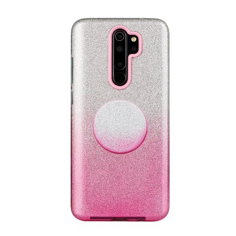 For OPPO Realme 5/Realme 5 Pro/A5 2020/A9 2020/A52/A92 Phone Case Gradient Color Glitter Powder Phone Cover with Airbag Bracket Pink