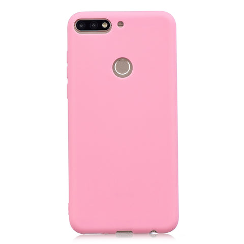 for HUAWEI Y9 2018 Lovely Candy Color Matte TPU Anti-scratch Non-slip Protective Cover Back Case dark pink
