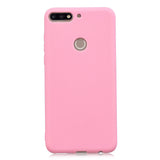 for HUAWEI Y9 2018 Lovely Candy Color Matte TPU Anti-scratch Non-slip Protective Cover Back Case dark pink
