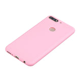 for HUAWEI Y9 2018 Lovely Candy Color Matte TPU Anti-scratch Non-slip Protective Cover Back Case dark pink