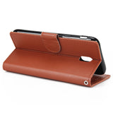 For Samsung J7 PLUS/J7+ Full Protective Clip Case Cover PU Stylish Shell with Card Slot brown