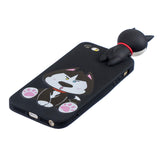 For iPhone 5/5S/SE 3D Cartoon Lovely Coloured Painted Soft TPU Back Cover Non-slip Shockproof Full Protective Case cute husky