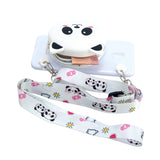 For Redmi 8/Redmi 8A Case Mobile Phone Shell Shockproof Cellphone TPU Cover with Cartoon Cat Pig Panda Coin Purse Lovely Shoulder Starp  White