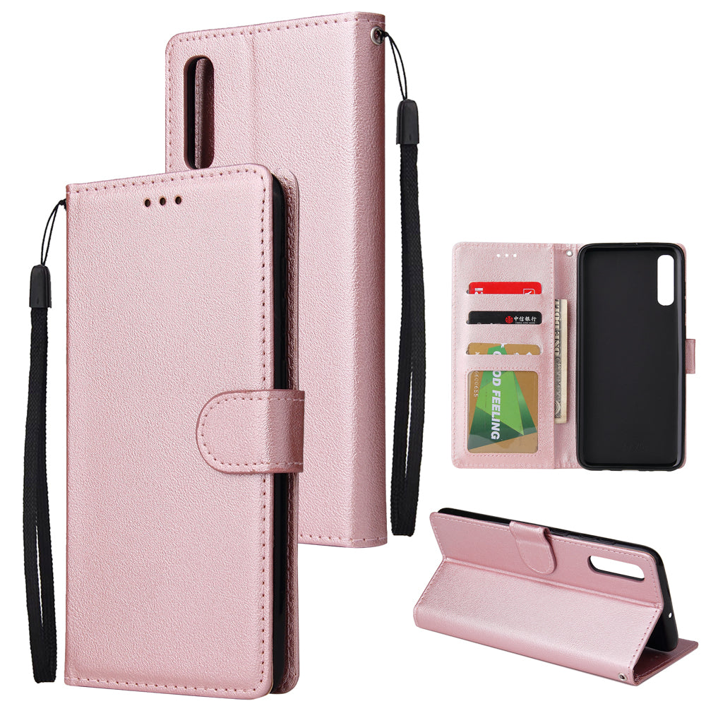 For Samsung A70 Wallet-type PU Leather Protective Phone Case with Buckle & 3 Card Position Rose gold