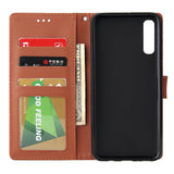For Samsung A70 Wallet-type PU Leather Protective Phone Case with Buckle & 3 Card Position brown