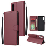 For Samsung A70 Wallet-type PU Leather Protective Phone Case with Buckle & 3 Card Position brown