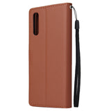 For Samsung A70 Wallet-type PU Leather Protective Phone Case with Buckle & 3 Card Position brown