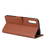 For Samsung A70 Wallet-type PU Leather Protective Phone Case with Buckle & 3 Card Position brown