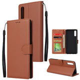 For Samsung A70 Wallet-type PU Leather Protective Phone Case with Buckle & 3 Card Position brown