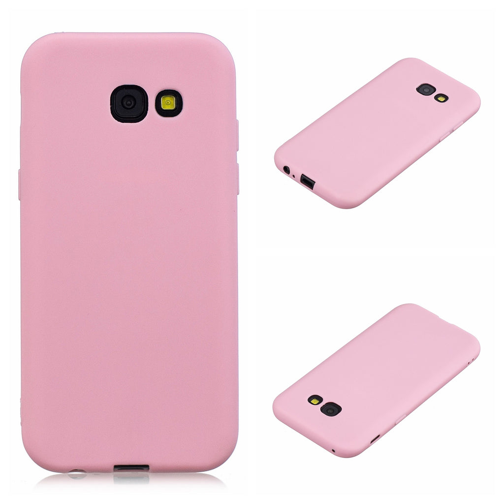 for Samsung A5 2017 Cute Candy Color Matte TPU Anti-scratch Non-slip Protective Cover Back Case dark pink