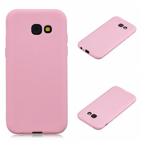 for Samsung A5 2017 Cute Candy Color Matte TPU Anti-scratch Non-slip Protective Cover Back Case dark pink