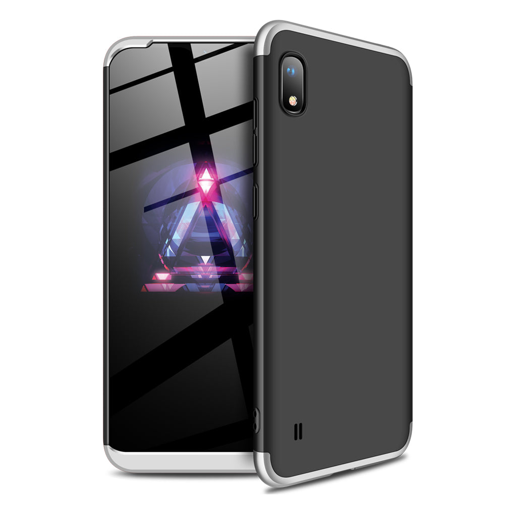 For Samsung A10 Ultra Slim PC Back Cover Non-slip Shockproof 360 Degree Full Protective Case Silver black silver