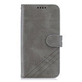 For Samsung A10S A20S Solid Color Denim Texture Front Clasp Bracket Leather Mobile Phone Cover gray