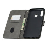 For Samsung A10S A20S Solid Color Denim Texture Front Clasp Bracket Leather Mobile Phone Cover gray