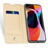 DUX DUCIS For XIAOMI 10/MI 10 Pro Fall Resistant Mobile Phone Cover Magnetic Leather Protective Case with Cards Slot Bracket Tyrant Gold