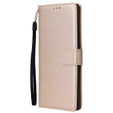 For HUAWEI PSmart 2020/Y5P/Y6P PU Leather Mobile Phone Cover with 3 Cards Slots Phone Frame Golden