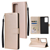 For HUAWEI PSmart 2020/Y5P/Y6P PU Leather Mobile Phone Cover with 3 Cards Slots Phone Frame Golden