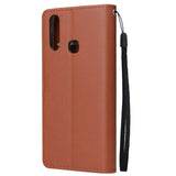 For VIVO Y17 Cellphone Cover PU Leather Shell All-round Protection Mobile Phone Case Precise Cutout Wallet Design Stand Function Wine red