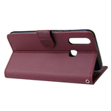 For VIVO Y17 Cellphone Cover PU Leather Shell All-round Protection Mobile Phone Case Precise Cutout Wallet Design Stand Function Wine red