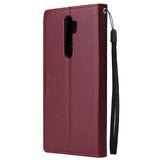For Oppo A9 2020/Reno 2Z Cellphone Shell PU Leather Mobile Phone Cover Stand Available Anti-drop Elegant Smartphone Case Wine red