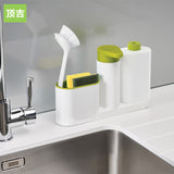 Kitchen Washing Sponge Storage Shelf Bathroom Sink Detergent Soap Dispenser green