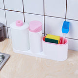 Kitchen Washing Sponge Storage Shelf Bathroom Sink Detergent Soap Dispenser green