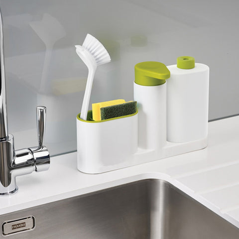 Kitchen Washing Sponge Storage Shelf Bathroom Sink Detergent Soap Dispenser green