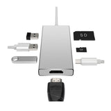 USB C Hub 7-in-1 USB C Adapter Type C Power Delivery HDMI Output SD & TF Card Reader 3 USB 3.0 Ports black