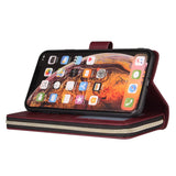 For iphone X/XS/XS MAX/11/11Pro Pu Leather  Mobile Phone Cover Zipper Card Bag + Wrist Strap Red wine