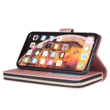 For iphone X/XS/XS MAX/11/11Pro Pu Leather  Mobile Phone Cover Zipper Card Bag + Wrist Strap Rose gold