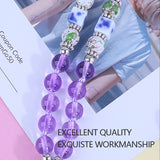Fashion Hand-woven Mobile Phone Chain Blue White Porcelain Crystal Shiny Pendant  Pink