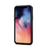 For iPhone 11/11 Pro/11 Pro Max Cellphone Smart Shell 2-in-1 Textured PU Leather Shock-Absorption Anti-Fall Card Holder Stand Function Phone Cover red