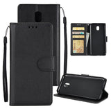 For Samsung J7 PLUS/J7+ Full Protective Clip Case Cover PU Stylish Shell with Card Slot black
