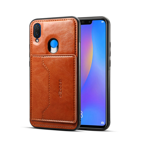 For HUAWEI Nova 3i 2 in 1 Retro PU Leather Wallet Stand Non-slip Shockproof Cell Phone Case brown