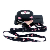 For Redmi 8/Redmi 8A Case Mobile Phone Shell Shockproof Cellphone TPU Cover with Cartoon Cat Pig Panda Coin Purse Lovely Shoulder Starp  Black
